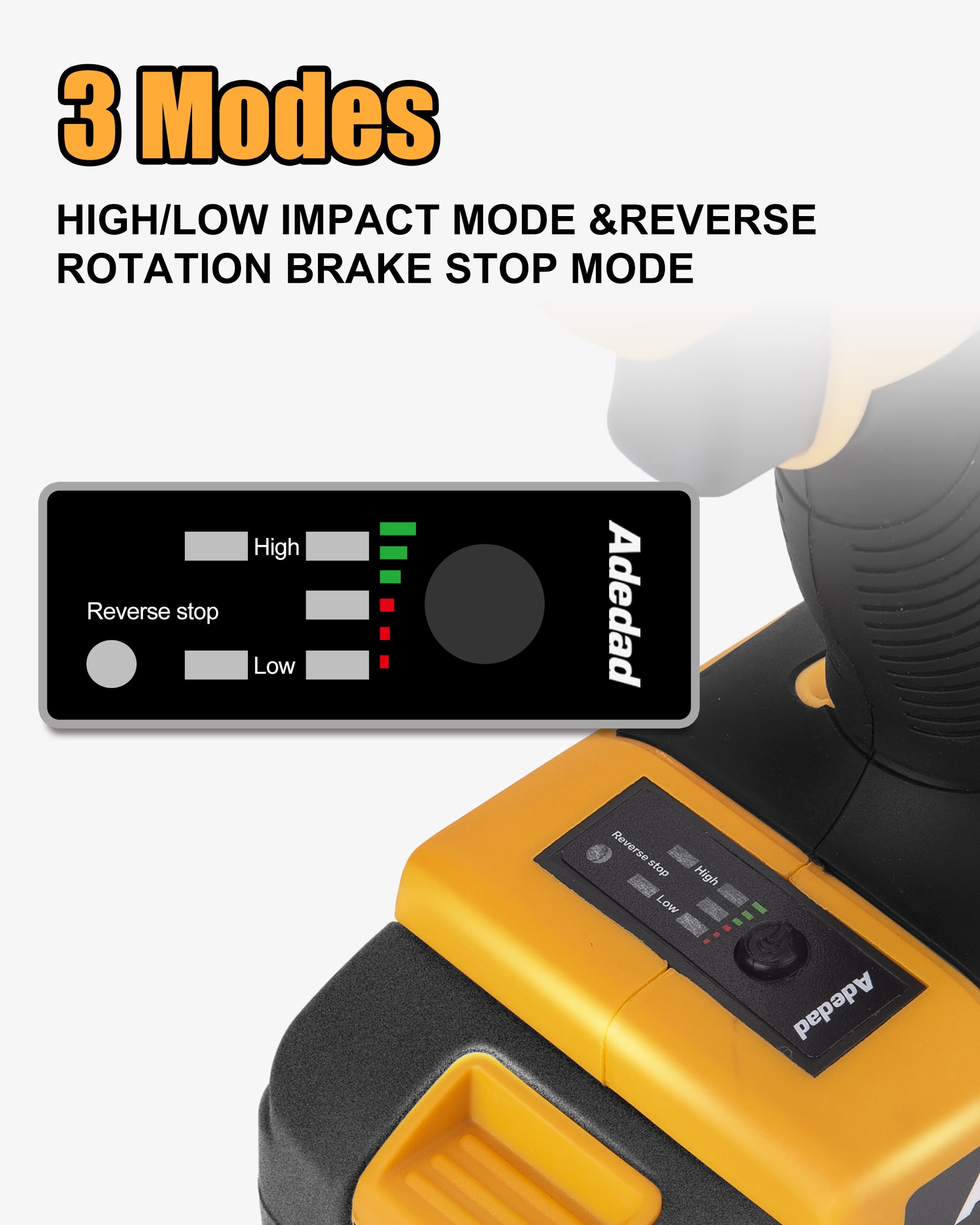Adedad 20V Cordless Impact Wrench 1/2", 400N.m Brushless Impact Drill Driver with 4.0Ah Battery