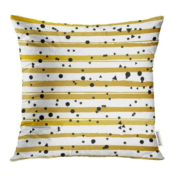 ARHOME Yellow Glam Gold Stripes Memphis Pattern Black Geometric