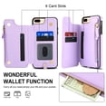 thumbnail image 2 of Wallet Case for Apple iPhone 8 Plus/iPhone 7 Plus, with Crossbody Shoulder Strap & Hand Wrist Cards Holder Zipper Pocket Stand Feature Protective Shockpoof Case for iPhone 8 Plus/7 Plus,Lightpurple, 2 of 7
