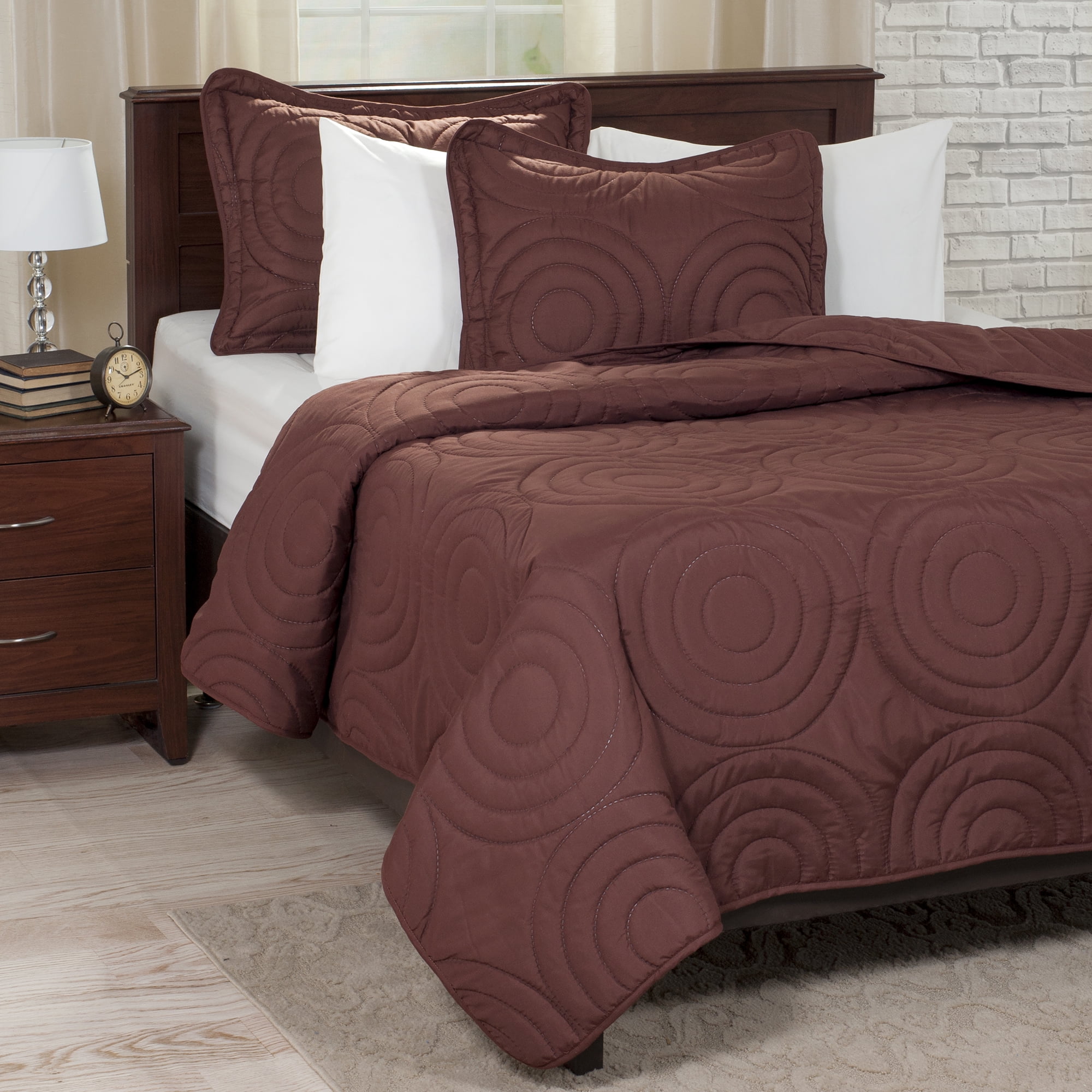Somerset Home 3pc Solid Embossed Quilt Bedding Set