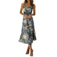thumbnail image 1 of ZAXARRA Robe Cami à Imprimé Floral pour Femmes Sans Manches une Ligne Côté Fente Midi Robe pour Soirée Club Nuit de Mariage, 1 of 7