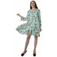 thumbnail image 2 of Moomaya Rayon Flared Dress For Womens Long Sleeve Printed V-Neck Casual Beach Dress For Girls, 2 of 7