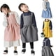 thumbnail image 3 of Delantal de babero de lino y algodón para niños, uniforme de cocina para hornear con bolsillo, delantales artesanales para niños y niñas, pintura para bebés, Pinafore suave, 3 of 4