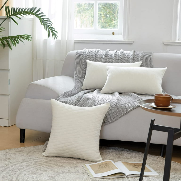 Large Cream White Throw Pillow Covers 24x24 Inch Set of 2 Decorative Accent Pillow Case Square Cushion Covers for Couch Sofa Bed Living Room Farmhouse Decor Walmart