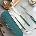 thumbnail image 6 of Stainless Steel Cutlery Set with Case, STONCEL Portable Travel Lunch Utensils, Reusable Fork Spoon Knife Chopsticks Set for Office School Travel Camping Picnic Adults Daily Use (Green, Silvery), 6 of 7