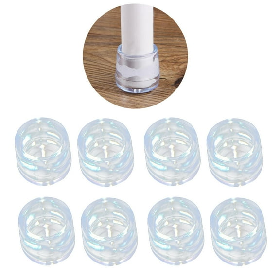 FELTECHELECTR 8Pcs Round Transparent Plastic Chair Leg Caps for Silent Gliding and Floor Protection 1.8x1.8x2.4in