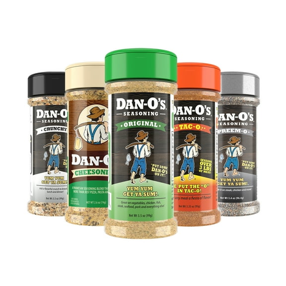 Dan-O's Seasoning - Small 5 Bottle Combo - Original, Cheesoning®, Tac-O™, Preem-O® & Crunchy™
