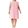 thumbnail image 3 of Agnes Orinda Women's Plus Size Valentine Summer Dresses Flutter Sleeve Crew Neck Beach Casual Midi Sundress 1X Pink, 3 of 6