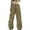 Khaki, variant on Womens Pants Vintage High Street Parachute baggy pleasure Long Pants Summer Multi Pocket Cargo Pants Storm Pants