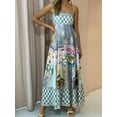 thumbnail image 2 of Gupgi Robe Longue à Bretelles pour Femme, Ample, Sans Manches, à Fines Bretelles, Fluide, Style Bohème, Robe Soleil Colorée à Graffitis, 2 of 9
