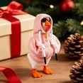 thumbnail image 3 of BingTong Desk Mini Goose Hoodie Costume,Goose Hoodie with Sunglasses & Gold Chain Decor,Goose Outfit for 7 Inch Tabletop Figurine Clothes,2-Pink, 3 of 9