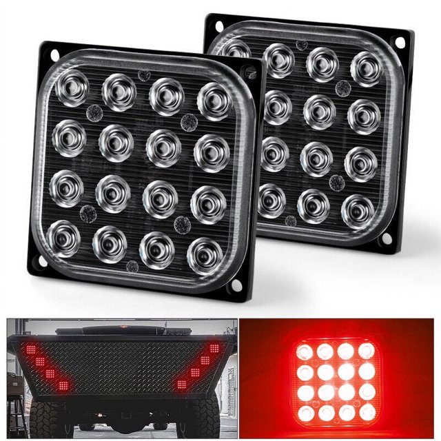 16 LED Cuadrado Señal de giro Indicador de marcador lateral Luz trasera de freno para camión todoterreno rojo BR Rojo Verde