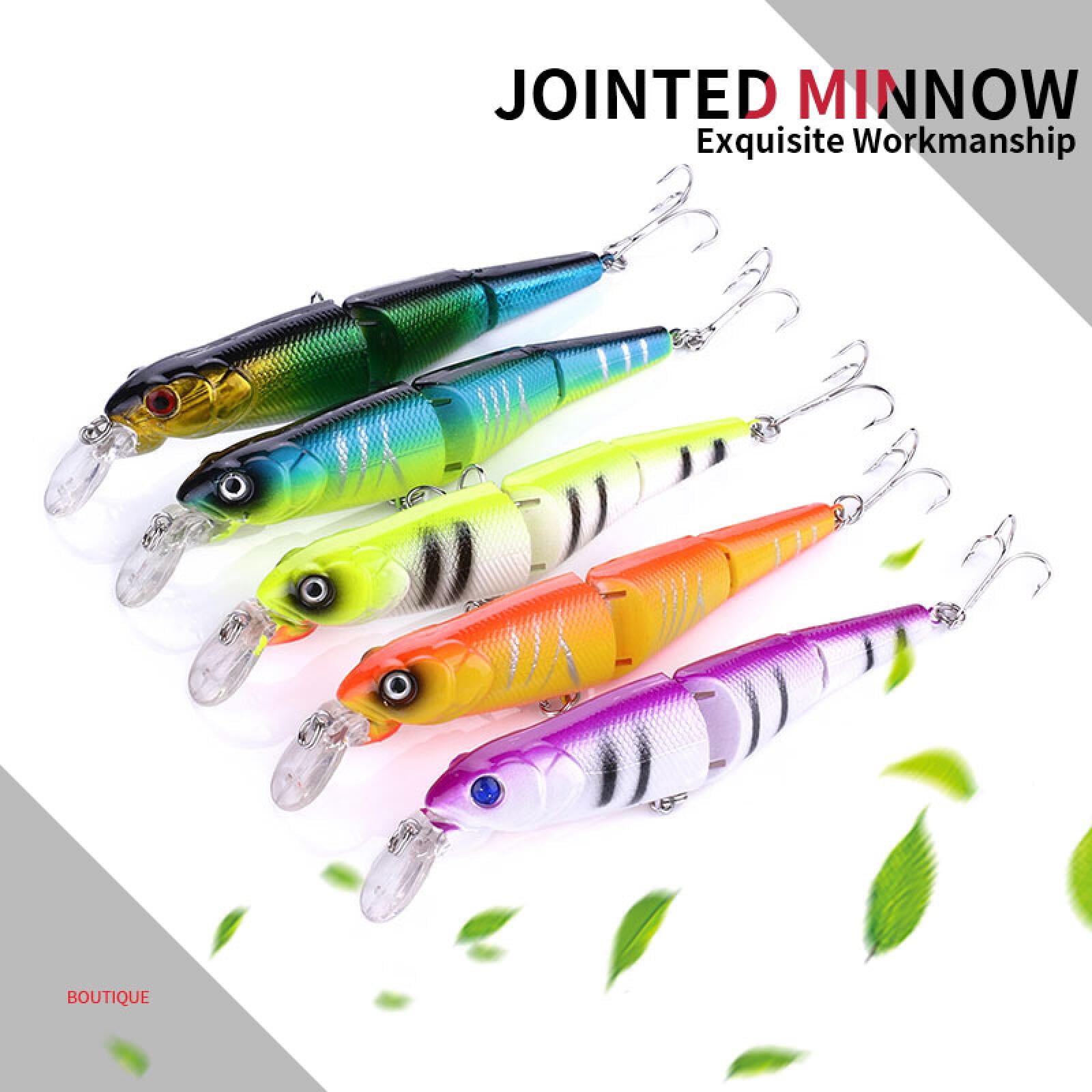 HENGJIA Fishing Lures 5pcs Multi Jointed Fish Fishing Kits Slow Sinking Lifelike Swimbait Freshwater and Saltwater for Trout Bass Lures, 4.92"/0.57oz
