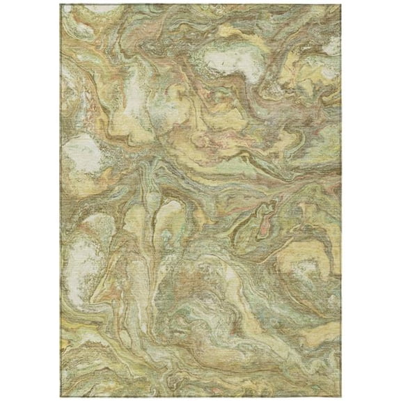 HomeRoots 629244 10 x 14 ft. Gold & Taupe Abstract Washable Transitional Indoor & Outdoor Rectangle Area Rug