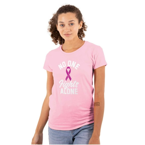 Breast Cancer No One Fights Alone Womens Slim Fit Graphic Tee Brisco Brands S