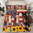 thumbnail image 2 of Homewish 3D Brown Horse Twin Sheet Sets, American Flag Print Twin Fitted Sheet, Vibrant Rustic Sunflower Flat Sheet, Microfiber Bedroom Decor, 3 Pieces, 2 of 7