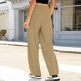 thumbnail image 3 of Biziza Women's Sweatpants High-Waist Baggy Sweatpants for Women Petite Straight Leg Sweatpants Sweatpants Elastic Waist Drawstring with Pockets Light Brown 2XL, 3 of 4