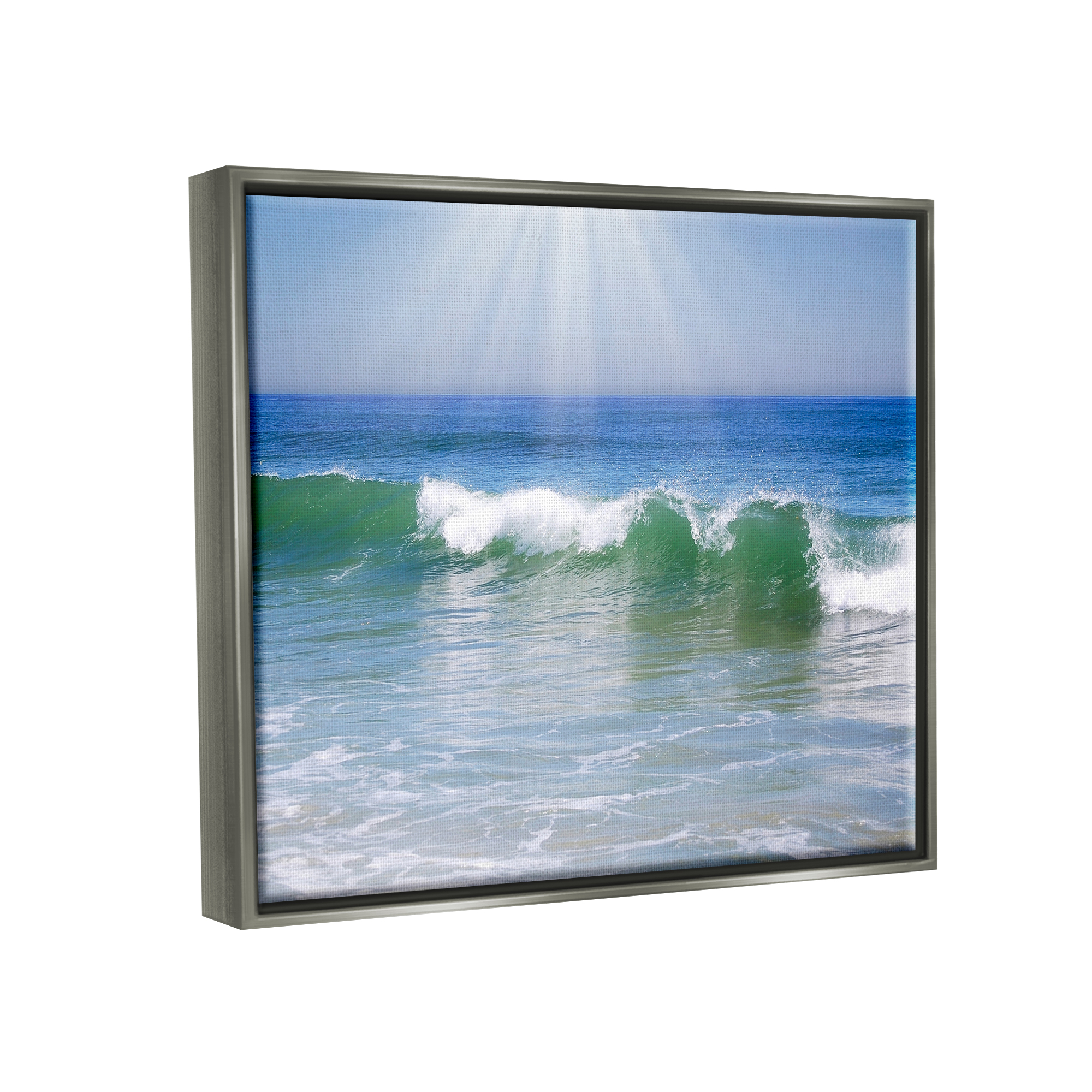 Stupell Industries Rolling Ocean Waves Photography Nature Photography Gray Floater Framed Art Print Wall Art, 21 x 17