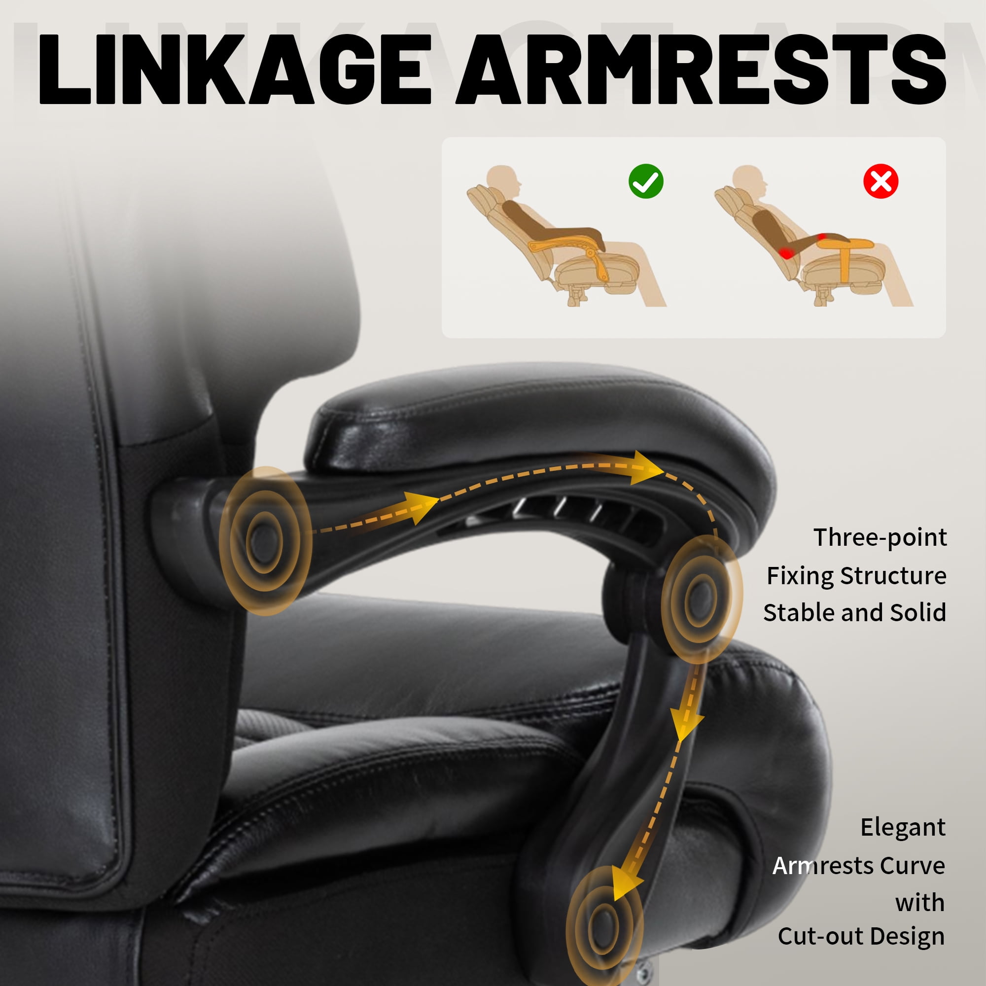 800 lbs Big and Tall Office Chair with Foot Rest, Heavy Duty Executive Reclining Chair, Extra Wide Seat and Mobile Lumbar, High Back Large Computer Desk Chair for Home Office