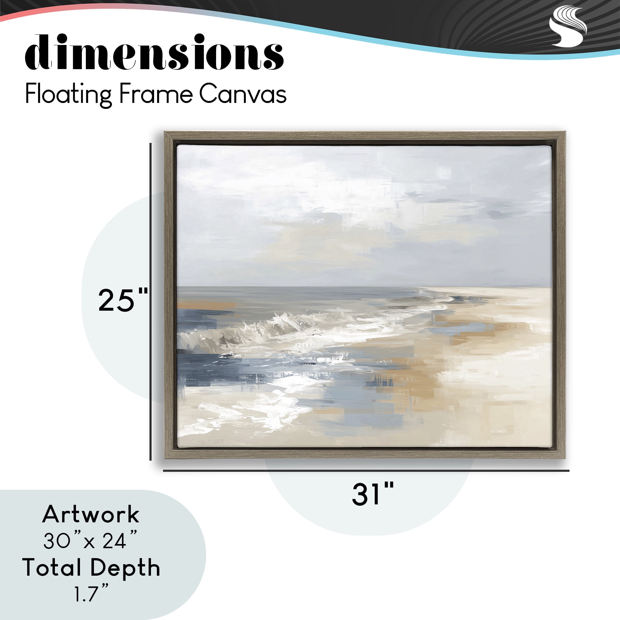 Stupell Industries Tranquil Beach in Neutrals Brown Framed Floater Canvas Wall Art, design by Kim Curinga