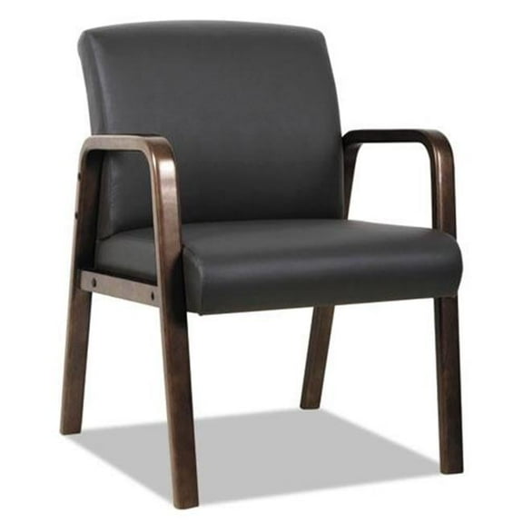 ALE Reception Lounge Series Guest Chair- Espresso-Black Leather