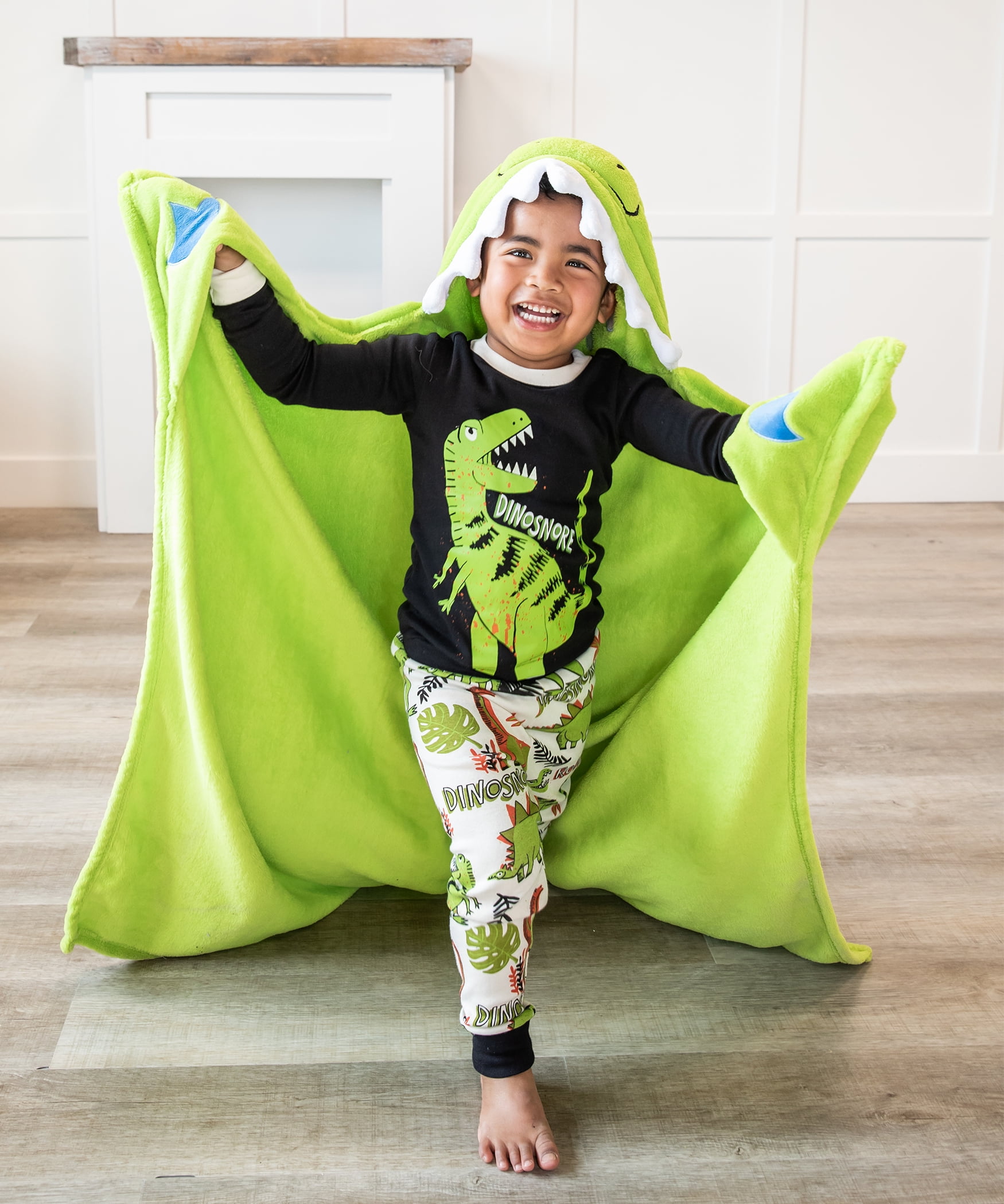 LazyOne Wearable Hooded Blanket for Kids, Animal Hooded Blanket (Dino Blanket)