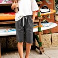 thumbnail image 7 of JTSRKL Kids Teen Girls Linen Biker Shorts Casual Drawstring Elastic Waist Knee Length Short Pants with Pocket Lightweight Comfy Breathable Pull on Summer Beach Shorts Dark Gray 5-6Years, 7 of 7