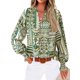 thumbnail image 1 of Blusa MASCOMODA de chifón floral con cuello en V y manga larga para mujer, 1 of 6