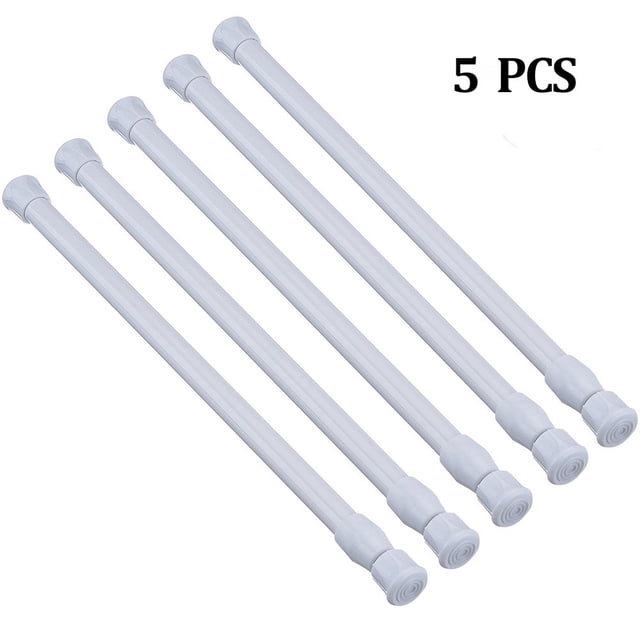 Tuydeen Lot de 5 Barres de Placard, Tringle de tension, Tringle à Rideaux, Tringle de Garde-Robe, avec Tringles à Ressort Extensibles et Ajustables en Acier au Carbone Blanc et Plastique. Chaque Tringle Mesure 40-70 cm (15,75-27,56 Pouces) de Longueur et s'Adapte aux Espaces de 42-60 cm (16,54-23,62 Pouces). Conçues avec des Oeillets Intérieurs pour la Durabilité et un Ajustement Facile, Ces Tringles Supportent jusqu'à 2 kg (4,4 Lb) par Tringle. Idéal