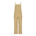 thumbnail image 5 of CHUMUD Cotton Linen Two Piece Sets for Women Petite Wide Leg Pants Set Summer Outfits Sleeveless Spaghetti Strap Cami Tank Top Trousers Matching Sets Casual Going Out Vacation, 5 of 6
