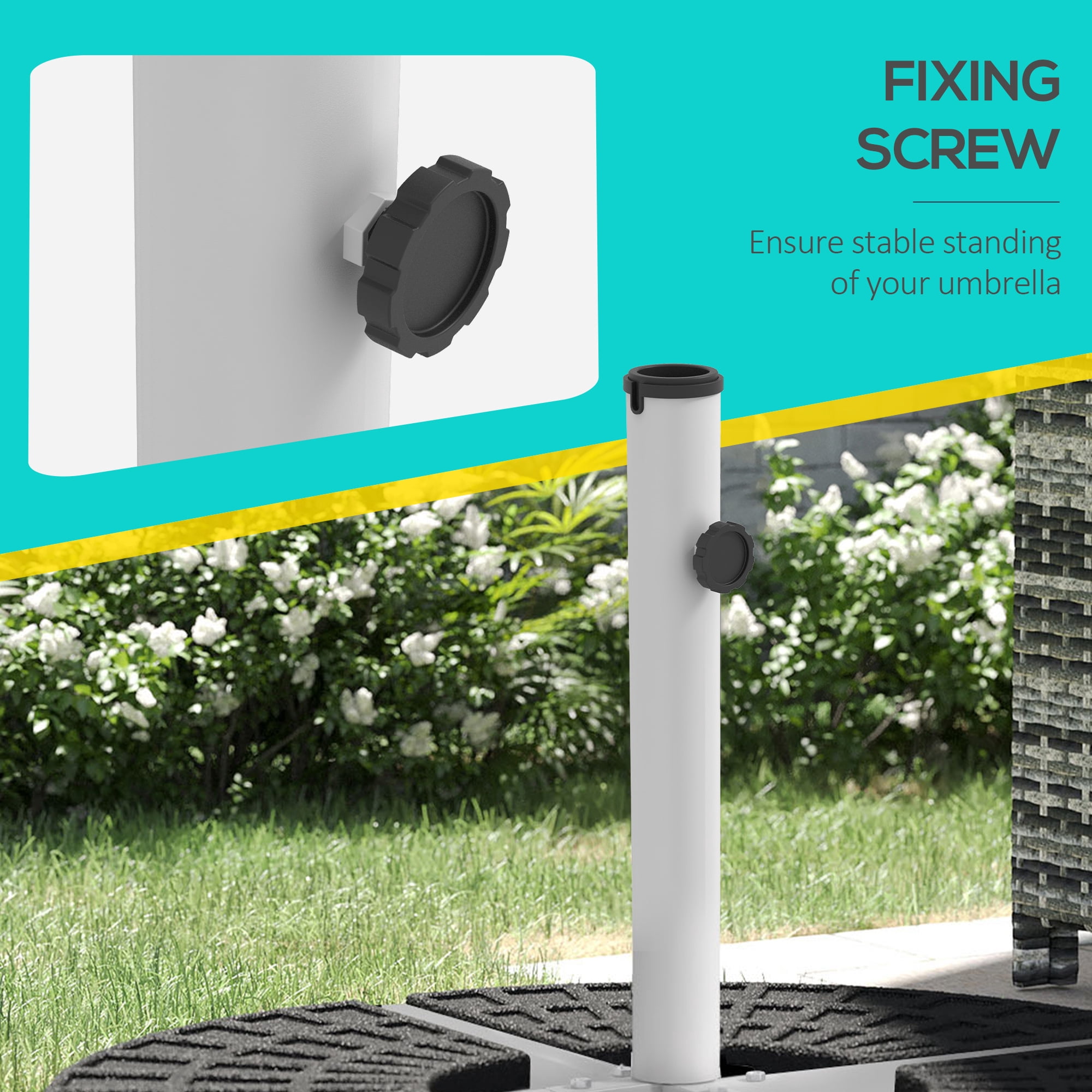 Outsunny White Cross Outdoor Universal Umbrella Brace Stand, with Side Screw for Tightening