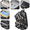 thumbnail image 4 of Black Cartoon Dinosaurs Skeletons Bones Cute School Backpack Bag with Padded Back and Adjustable Shoulder Straps 16.9 X 12.6 X 5.9 Inches, 4 of 5