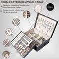 thumbnail image 2 of Jewelry Box for Women Girls, 2 Layers Jewelry Organizer Container with Lock, PU Leather Storage Case with Removable Tray, 2 of 5