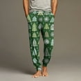 thumbnail image 2 of Wutalume Men's Drawstring Pocket Cuffed Casual Pants with Holiday Christmas Print, Warm Home Sleep Pants for Lounge and Leisure Time,Army Green L, 2 of 7