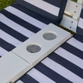 KidKraft Wooden Outdoor Double Chaise Lounge with Cup Holders, White with Navy and White Stripes