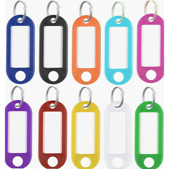 25 Pack Key Tags with Labels, 10 Colors Key Fobs with Split Rings for Keys, Key Rings with Tags for Luggage, Pets, Luggage and Office Key Labels, Writable Paper Card Stick Tags