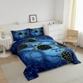 thumbnail image 3 of Tribal Sea Turtles Bedding Set Navy Blue Ocean Quilted Duvet for Teens Boys,Exotic Tortoise Comforter Set Tropical Coastal Creature Duvet Stuffing Nautical Sea Animal Room Decor Queen, 3 of 6