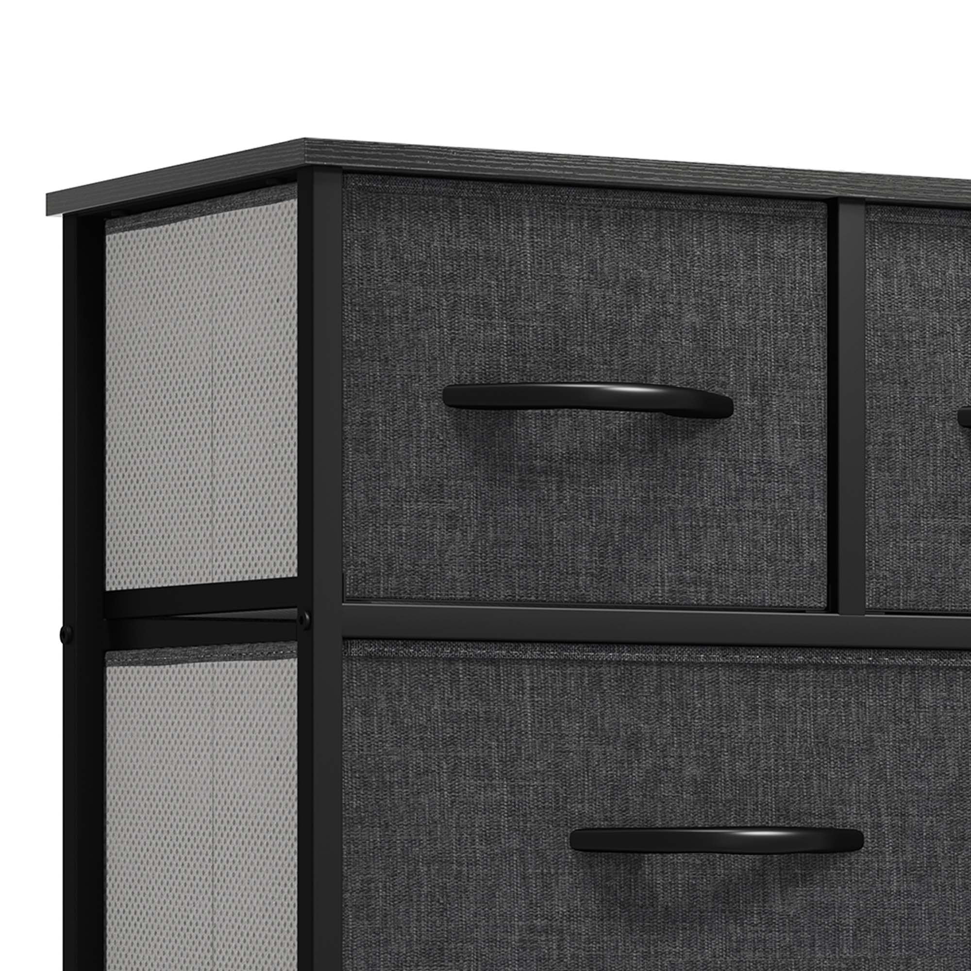 Uforic 9 Drawer Fabric Dresser, Sturdy Storage with Metal Frame for & Closet, Black Gray