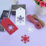 Opolski 50Pcs Christmas Tree Snowflake Hanging Kraft Paper Tags Card Rope Gift Wrapping