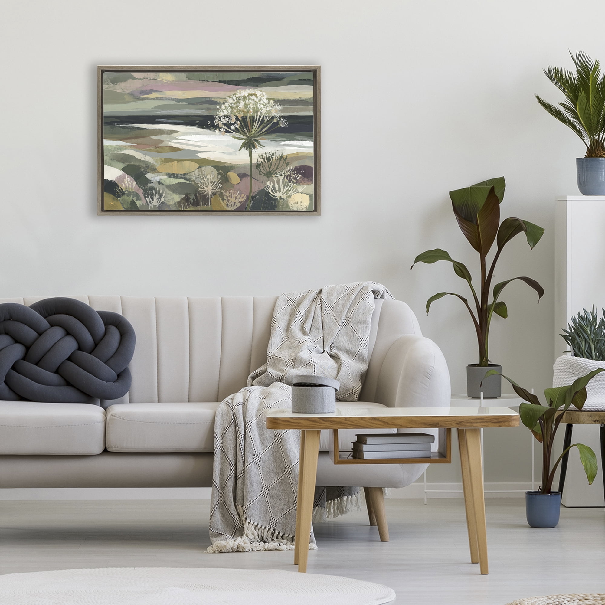 Stupell Industries Dandelion in Misty Meadow Brown Framed Floater Canvas Wall Art, design by Chromatic Storm Studio