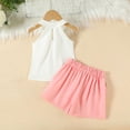 thumbnail image 6 of Mifsaly Girls 2 Piece Summer Outfit Sets Halter Neck Sleeveless Tops with 3D Rose Applique and Decorative Buckle Wrap Skort Shorts Kids Fashion Party Casual Clothes, 6 of 6