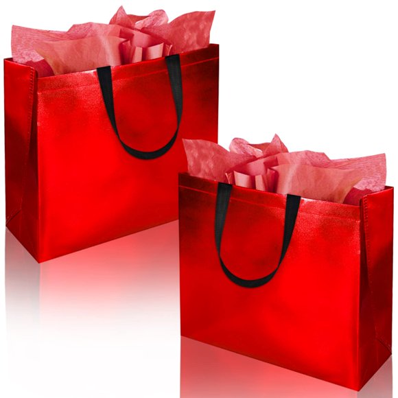 Bolsas de regalo BLEWINDZ, 18 unidades, rojas, grandes, 33 x 13 x 28 cm, reutilizables