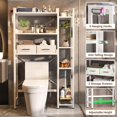 thumbnail image 4 of Over The Toilet Storage with  Bathroom Organizer with Adjustable Shelf, Freestanding Space Saver Storage Rack Above Toilet Stand with 4 Hooks for, Restroom, Laundry, 4 of 16