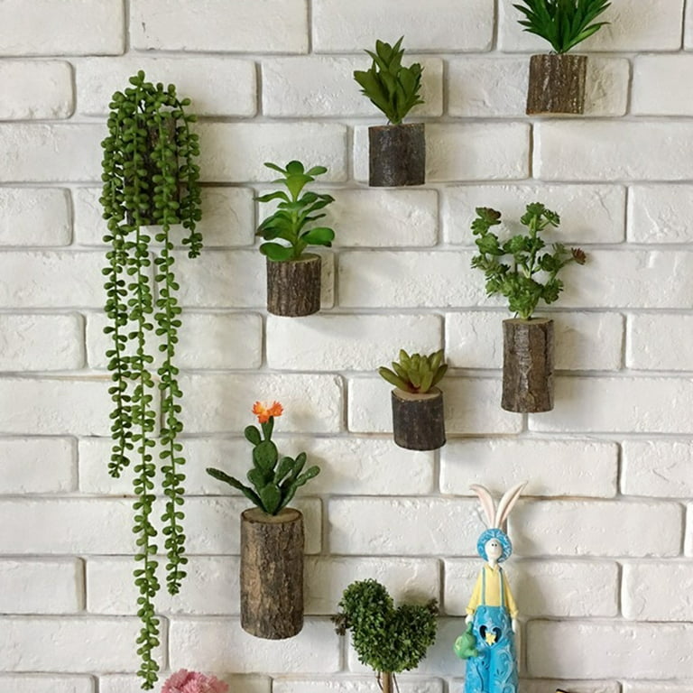 QLOUNI 4pcs Artificial Plant Succulent fake Hanging plants Large Fake  String of Pearls Faux Plant for Wall Home Garden Decor 