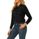 thumbnail image 4 of CHAQUETA DE SUEDE SINTÉTICO PARA MUJERES INSPIRE CHIC CON CUELLO PUNTA, BOTONES Y CORTA, ESTILO MOTO NEGRA, 4 of 7