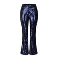 thumbnail image 4 of Jxximdong Pants for Women Women's Sexy Sequined Shiny High Waist Stretch Flare Pants Nightclub Trousers Blue L Trousers, 4 of 8