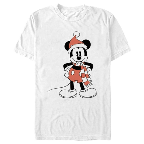 Men's Mickey & Friends Santa Claus Mousey  Graphic Tee White Large
