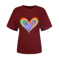 thumbnail image 5 of USSUMA Womens Summer Tops and Blouses Trendy Crewneck Rainbow Love Heart Print T-Shirts for Women Dressy Casual Short Sleeve Basic Cute Graphic Shirt Tunics Plus Beach, 5 of 7