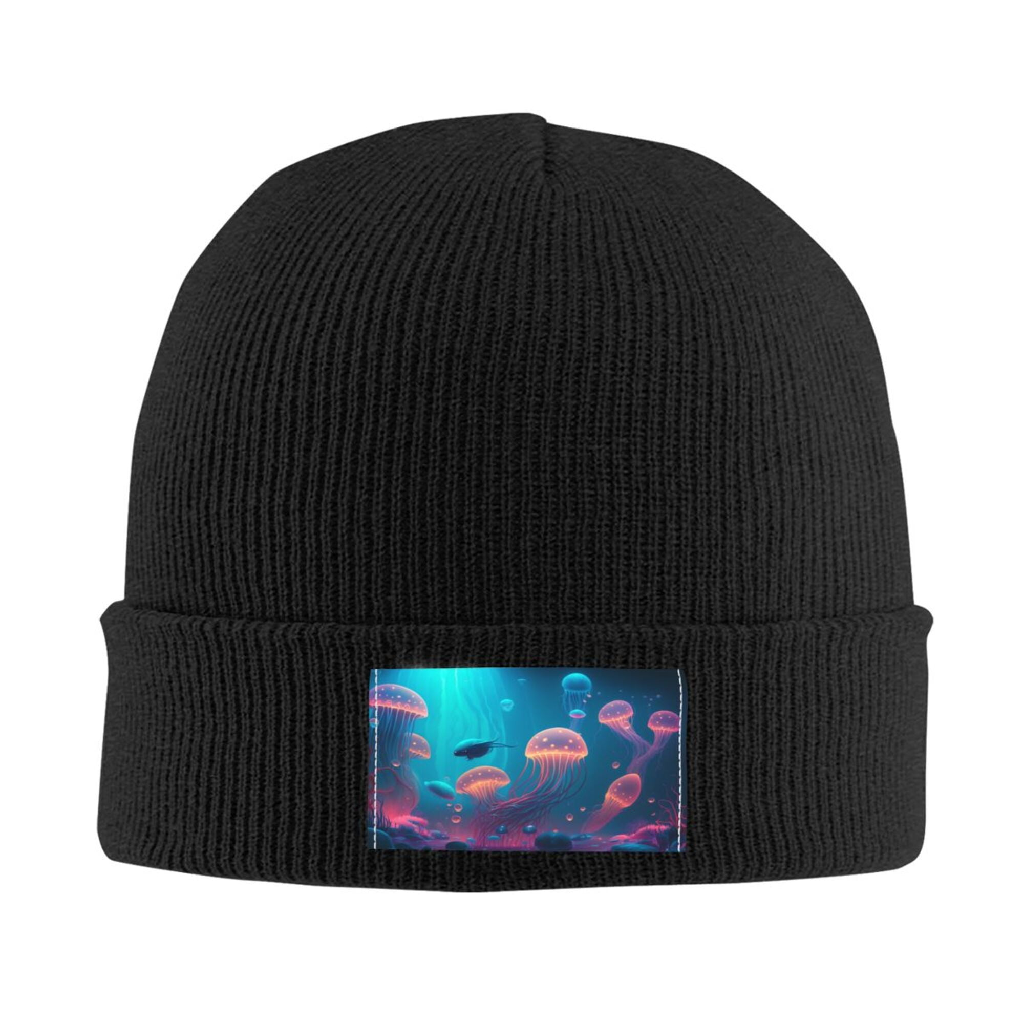 ZICANCN Neon Underwater Ocean Jellyfish Knit Beanie Hat, Winter