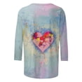 thumbnail image 5 of Womens Cute 3/4 Sleeve Tops Fashion 3D Rose Floral Graphic Tee Shirt for Valentine Basic Tee Blouse, 5 of 5